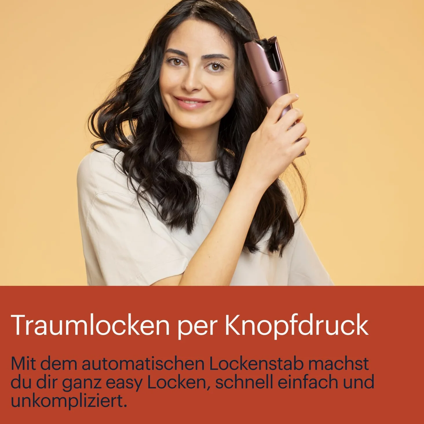 Grundig EasyCurl, automatischer Lockenstab, HS 6230, große und kleine Locken, lange und kurze Haare, kabellos, akkubetrieben, 3 Temperaturstufen, Keramikbeschichtung, Timer, LCD, Violett