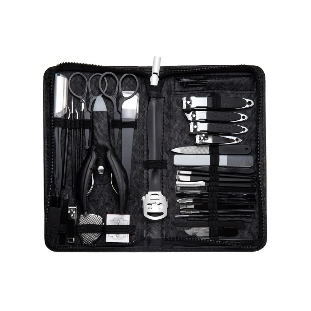 Nagelknipser-Set, professionelles Nagelknipser-Set, Edelstahl, Pediküre, Maniküre-Set, verschleißfeste Nägel, Kunstschere, Nagelpflege-Werkzeuge für Füße, Nagelschneider und Zehennagelknipser (schwarz