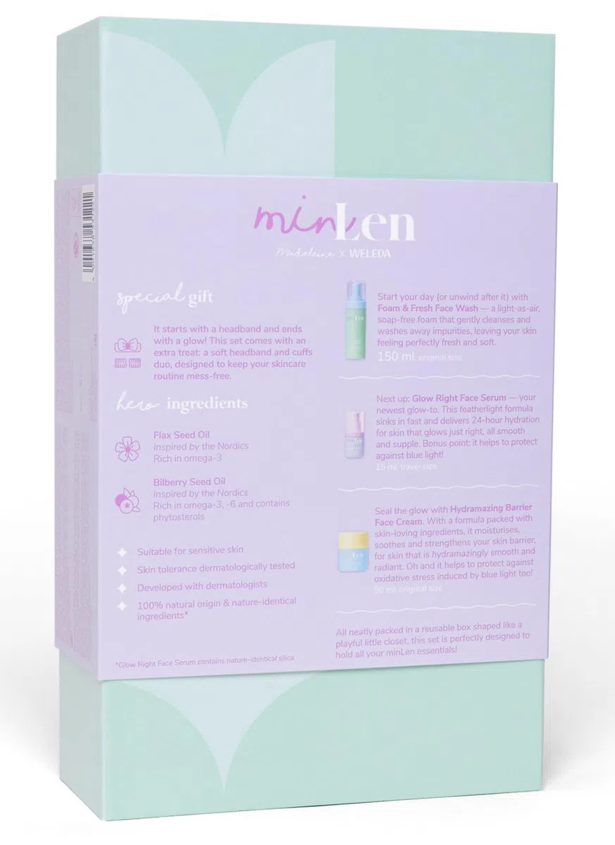 From Head to Glow Set Naturkosmetik Gesichtspflege Geschenkset für Kids & Tweens - Foam & Fresh Waschgel, Barrier Gesichtscreme/Feuchtigkeitscreme & Travelsize Glow Right Face Serum (vegan)