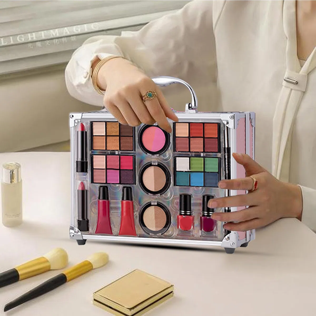 Make-up-Set für Frauen Wasserfester Lidschatten, Lippenstift, Rouge | Komplettes Make-Up-Set für Zuhause Reisen Büro Geschäftsreisen Bühnenauftritte Veranstaltungen Partys Ausgehen