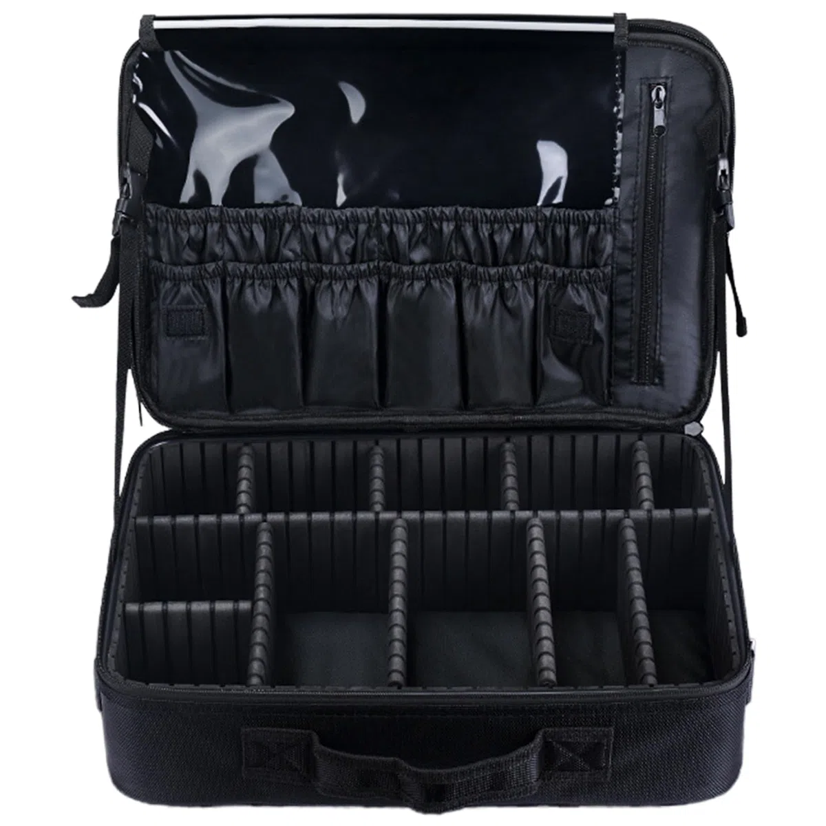 Make up Tasche, tragbares Kosmetik Organizer Etui mit verstellbaren Trennwänden, Oxford Stoff, Pinsel Aufbewahrung, Make up Aufbewahrungstasche