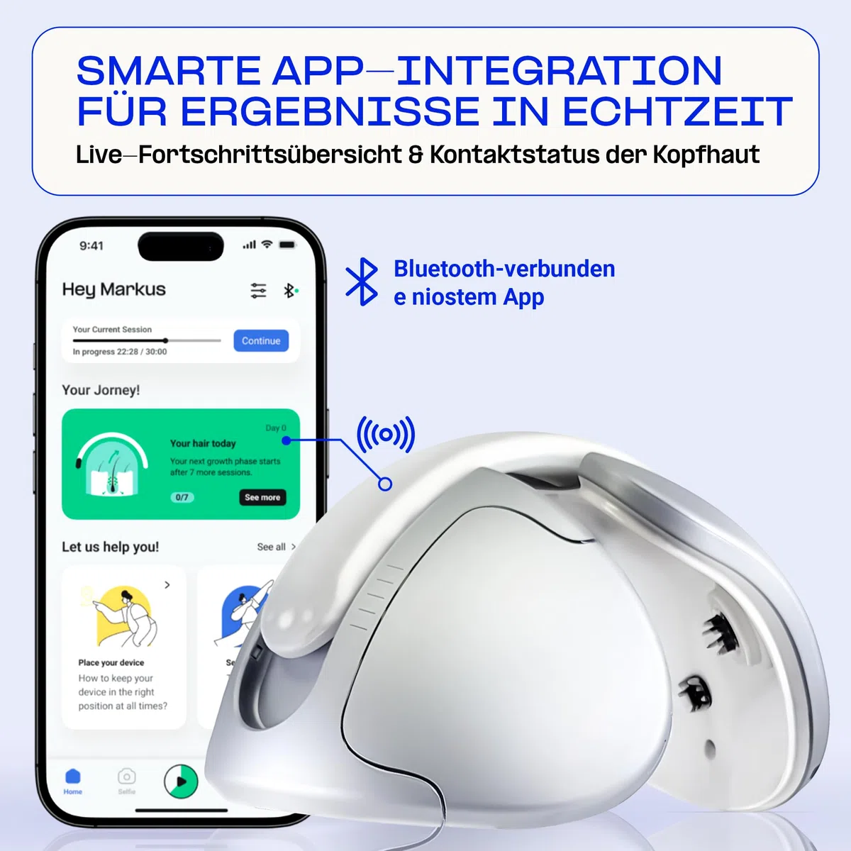 Wearable, klinisch geprüftes Gerät gegen Haarausfall mit innovativer Stammzell-Reaktivierung, moderne Technologie zur natürlichen Haarregeneration mit Erfolgsgarantie