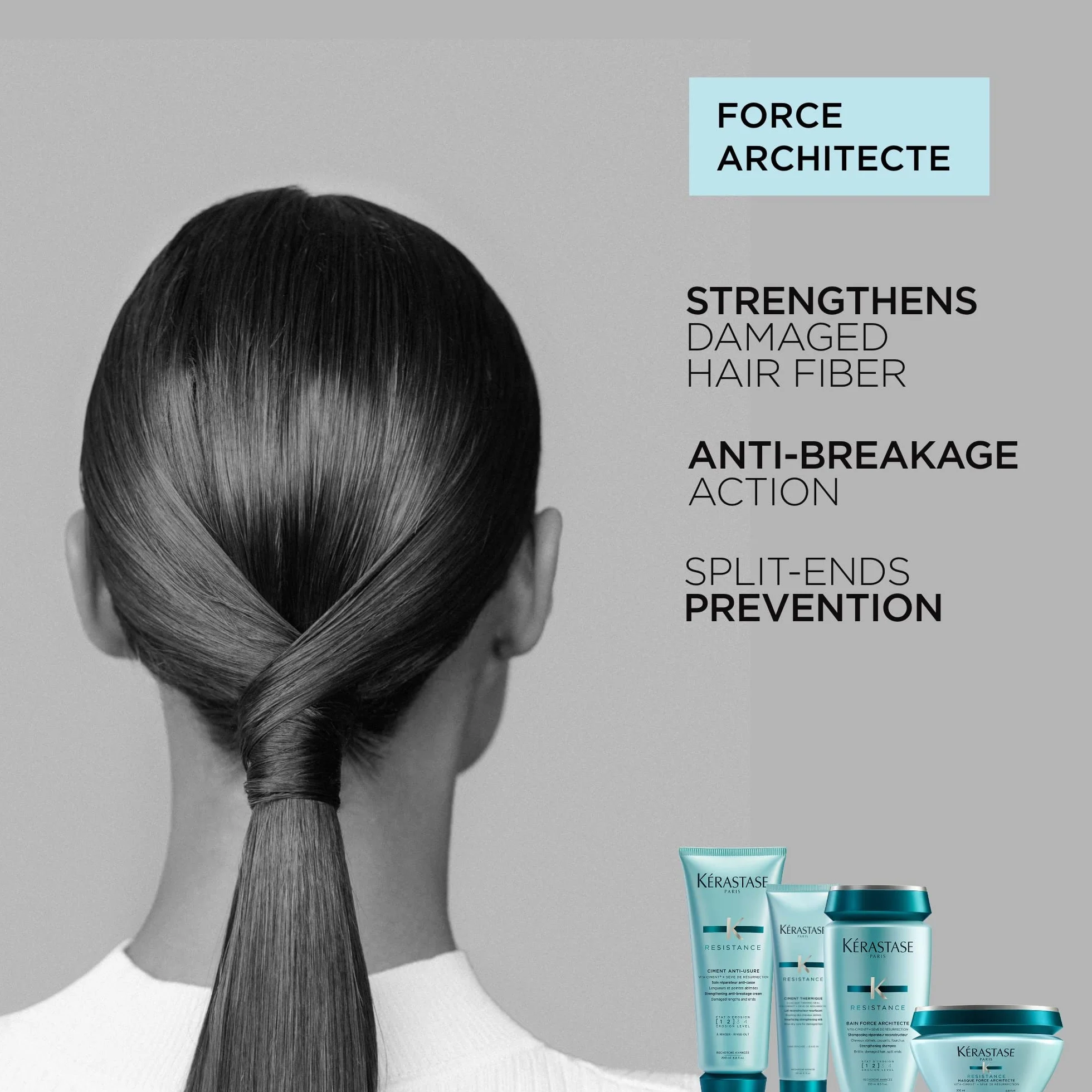 Kérastase Haarmaske für geschädigtes und strapaziertes Haar, Aufbauend und stärkend, Masque Force Architecte, Résistance, 200 ml