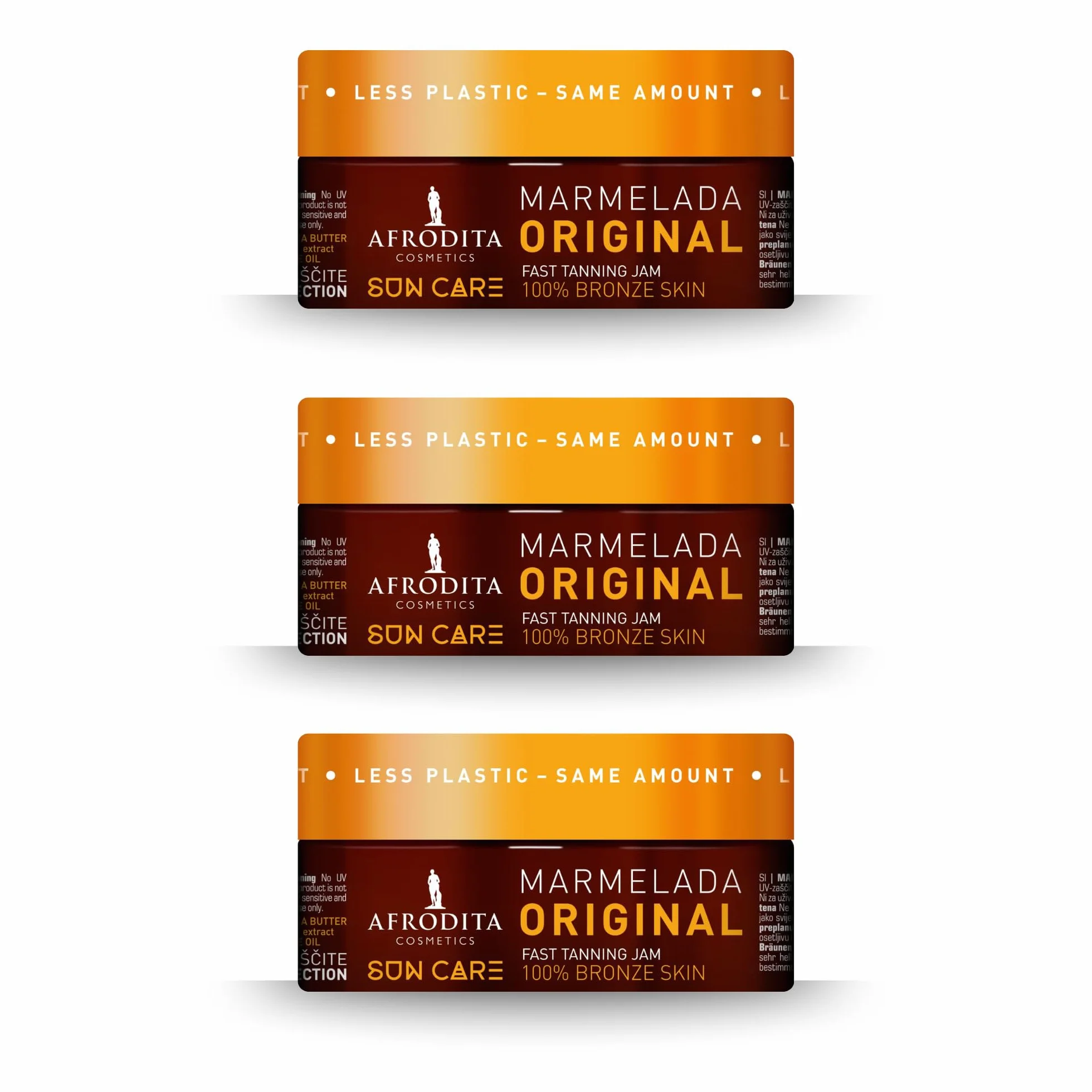 Afrodita Cosmetics Sun Care Marmelada Original Bräunungsbeschleuniger Fast Tanning Jam für Sonne & Solarium 100% natürlicher Bronzing-Komplex mit Karotten- & Walnussextrakt 0% Silikone 3x 200ml