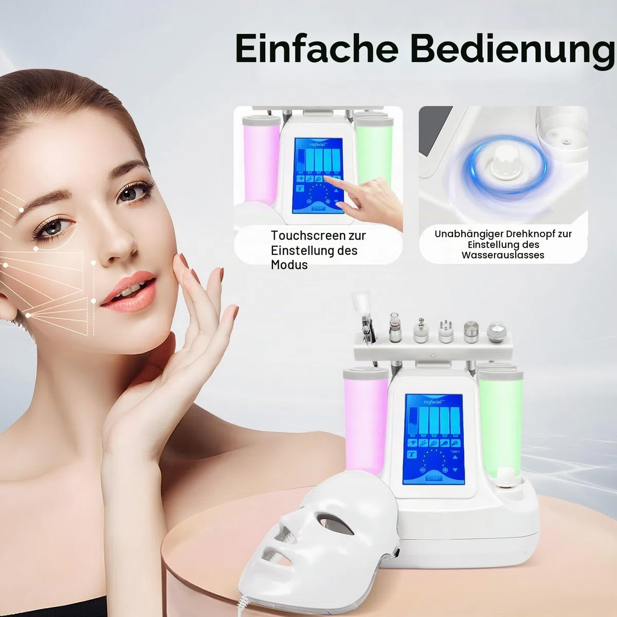 7 in 1 Wasser Sauerstoff Maschine,Dermabrasion Hydro Tiefenreinigung Hydra Beauty Facial Care Machine mit LED-Maske,Hydro Dermabrasion Jet Peel kleine Blase Gerät