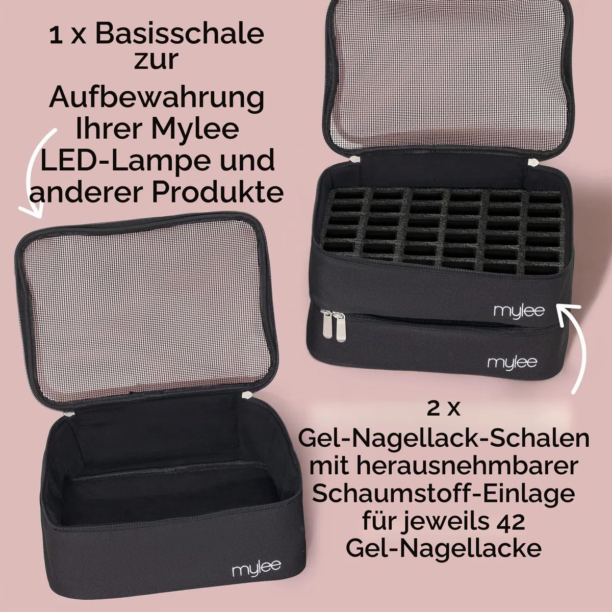 MYLEE Kit Case –Nagellackaufbewahrung, Nagellacketui, Nagellack-Organizer | Nagellackhalter, Nagellack-Set, Tragetasche, Schaumstoffeinsatz, Zubehör, für 84 Flaschen