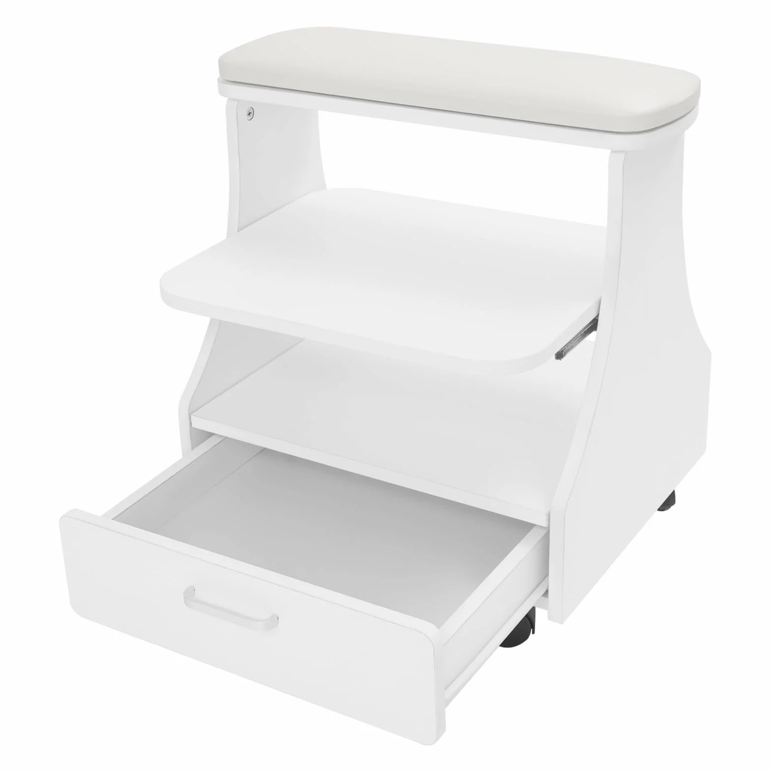 Kosmetikerin Trolley Wagen Maniküre-Pediküre-Wagen mit Rädern und Schublade Weiß für Schönheitssalons