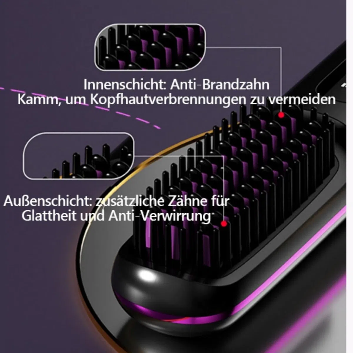 clinora Die ERSTE intelligente Syling-Bürste für kurzes Haar，Kabellose Glättbürste mit LED-Anzeige, 3 Temperaturstufen tragbare, wiederaufladbare Bürste Für Glätten und Locken