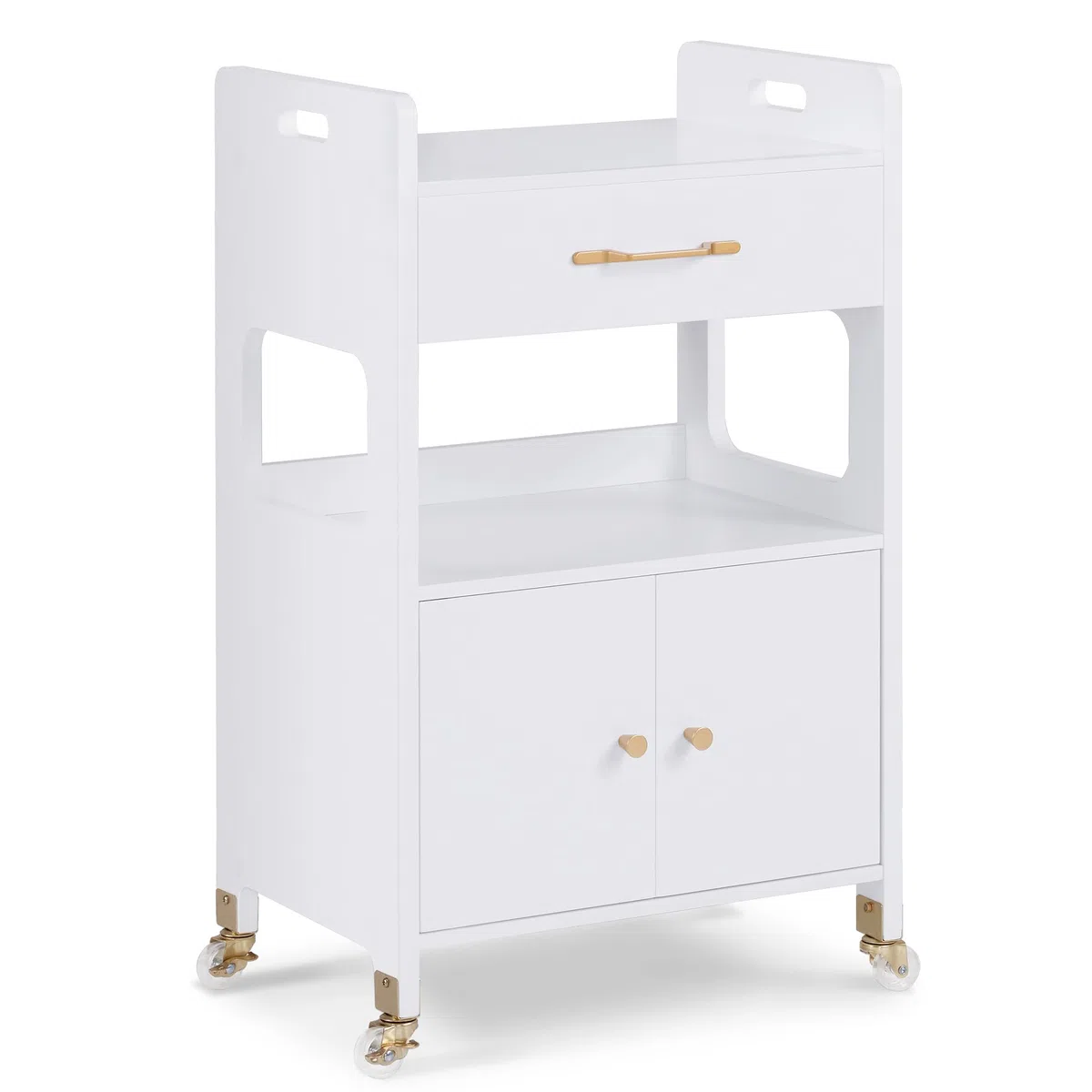 M MCombo Servierwagen mit Rollen & Schubladen, Rollwagen Friseurwagen Weiß, Salon Trolley 35x48x80,5 cm