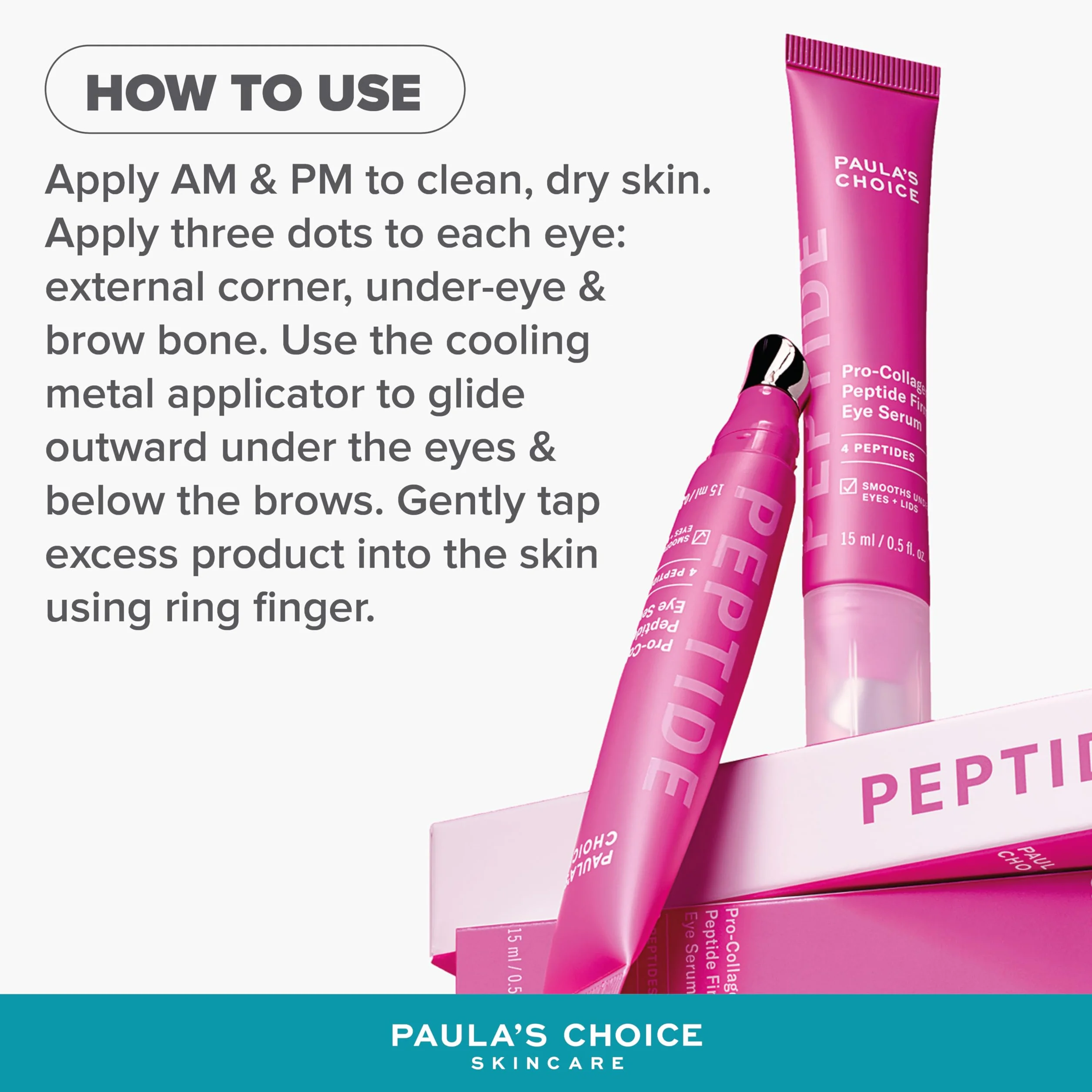 Paula's Choice Pro-Collagen Peptide Straffendes Augenserum, 15 ml | Anti-Aging Peptide Augenserum - Reduziert Schwellungen & Spendet Feuchtigkeit - Leichte Gel-Serum - Metallapplikator