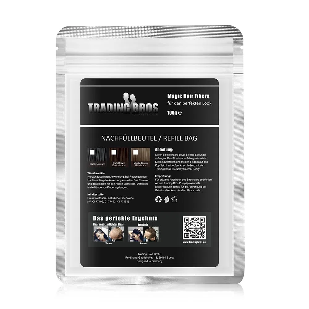 100g Premium Streuhaar Trading Bros Refill Bag Nachfüllbeutel (Dunkelbraun)