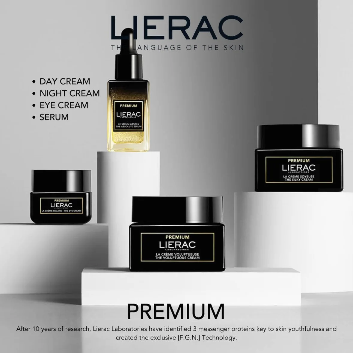 Lierac Premium Die Seidige Anti-Aging-Creme Globale Gesichtspflege mit Hyaluronsäure und Mattierendem Puder Feuchtigkeitsspendend Glättend Strahlend Für normale bis Mischhaut und empfindliche Haut