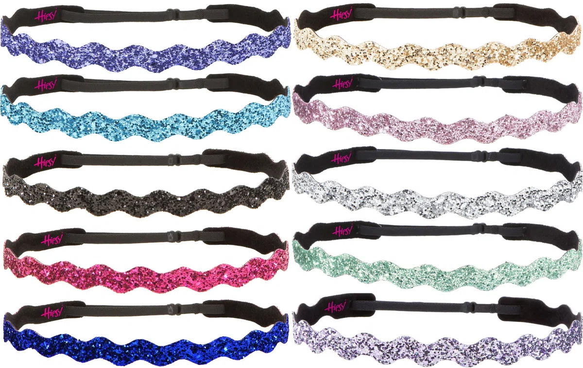 Hipsy Damen-Haarband, glitzernd, verstellbar, rutschfest, 10 Stück (Wave Bold & Pastel 10 Stück)