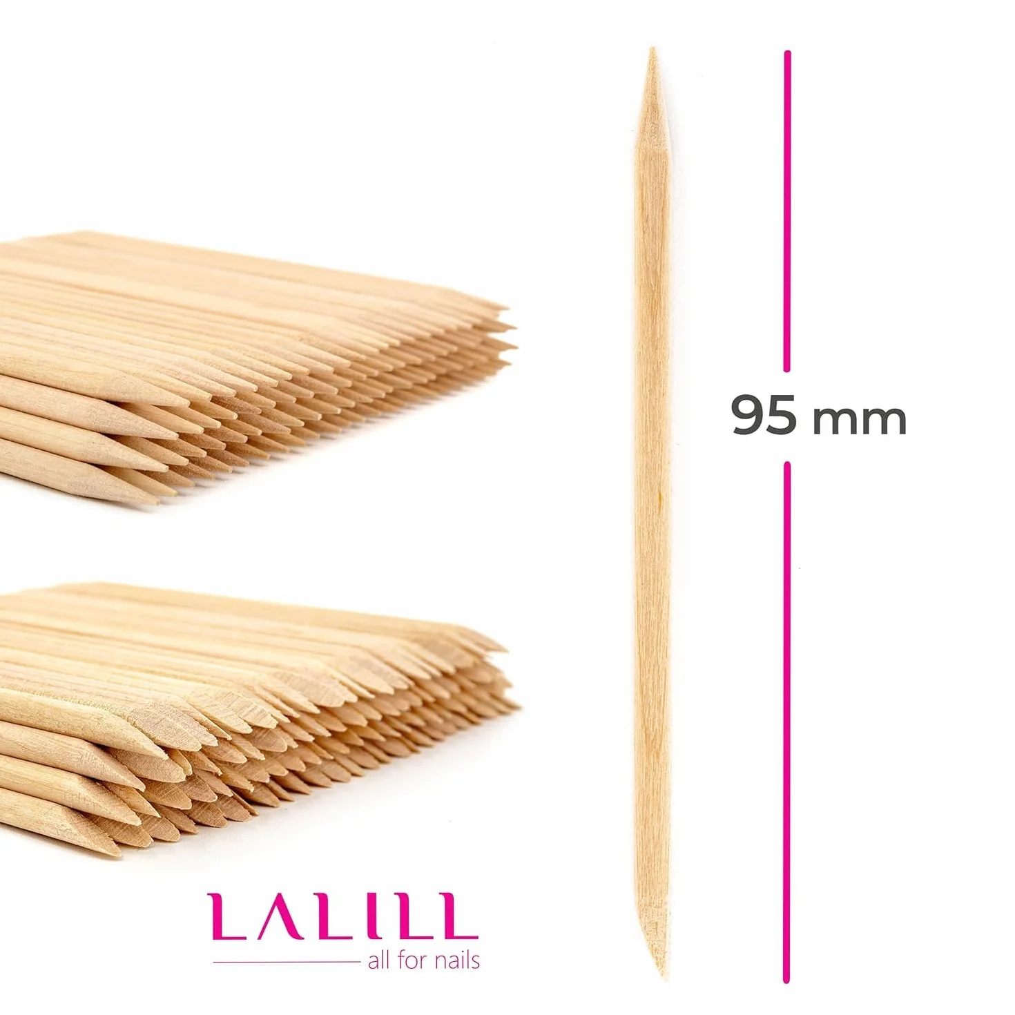 LALILL Holzstäbchen 100 Stück - Nailhautschieber - Holz Orange Sticks for Maniküre, Pediküre - Maniküre Nailhautpflege for Tattoo, Eyelashes, Beauty, Make-up, Nails