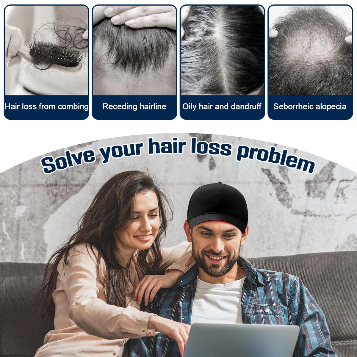 Haarwachstum Cap,LED-Rotlicht und Blauem Therapiehut,Haarwachstums system,Haarwuchs-Mütze Pflegekappe, erhöht die Aktivität der Haarfollikel, Haarpflege Anti-Haarausfall (Mit 108 Stück Lampenperlen)