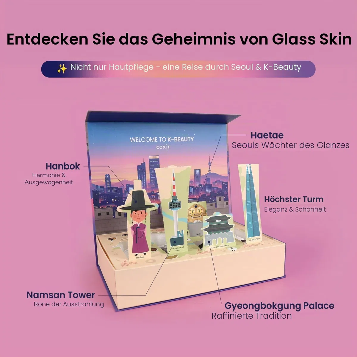coxir K-Beauty mit coxir (KOREA BOX) [K-BEAUTY, Hautpflege-Geschenkset mit Premium-Geschenk, Koreanische Hautpflege]