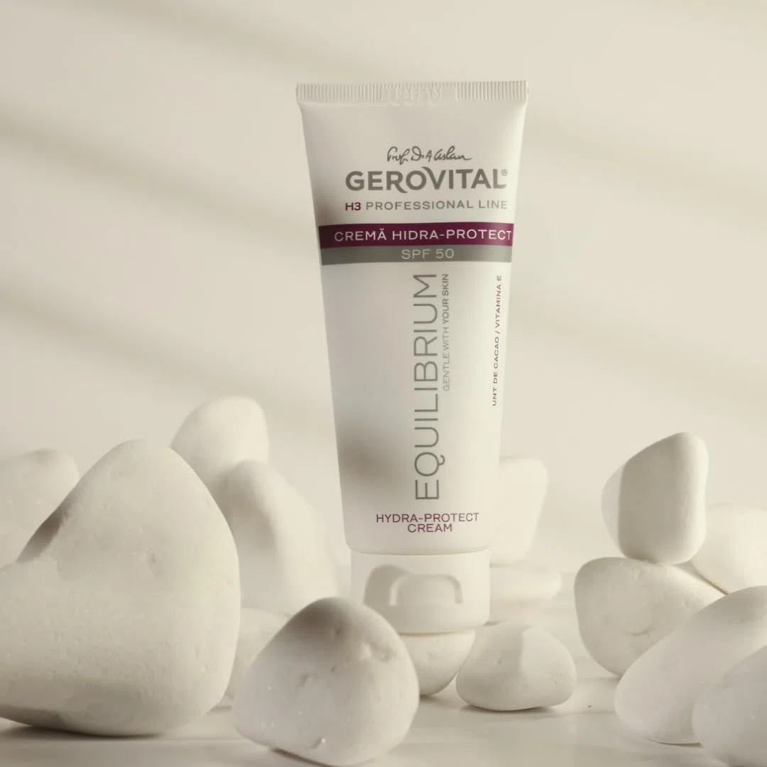 Gerovital H3 Equilibrium Feuchtigkeitsspendende Schutzcreme mit LSF 50-100 ml, Professioneller Sonnenschutz für das Gesicht, gegen Flecken, Anti-Aging, leichte Textur, getönt, Hoher UVA UVB
