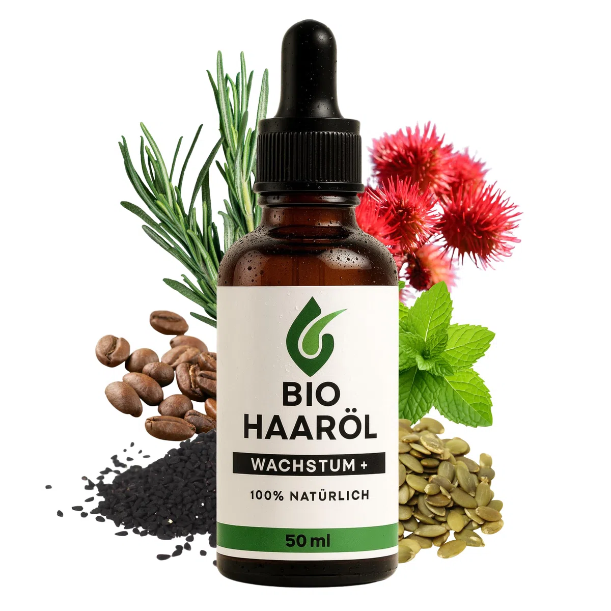 Premium BIO Haaröl Wachstum+¹ von Seifenfreund | Pflege für voller, dichter & gesünder wirkendes Haar | mit Schwarzkümmelöl, Rosmarinöl, Kürbiskernöl, Rizinusöl & mehr