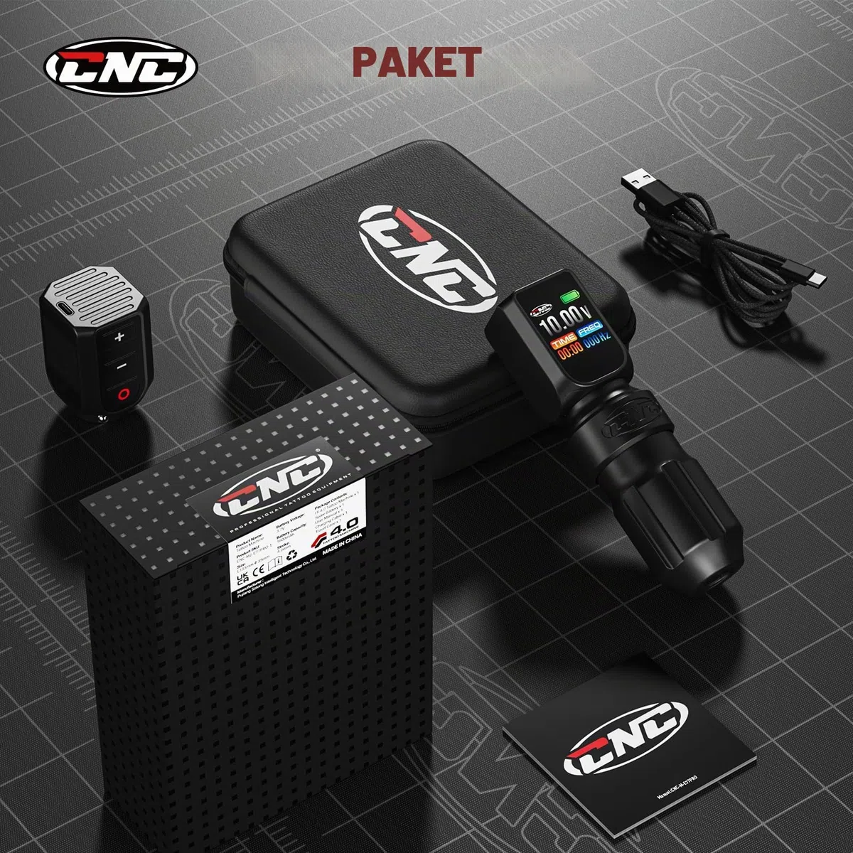 Wireless Tattoo Maschine, CNC Rotary Pen with 3200mAh Dual Batteries Power Supply Tattoo Gun LED Display 4.0 Stroke Coreless Motor for Tattoo Professionals and Beginners CNC-M2-E77PRO-1