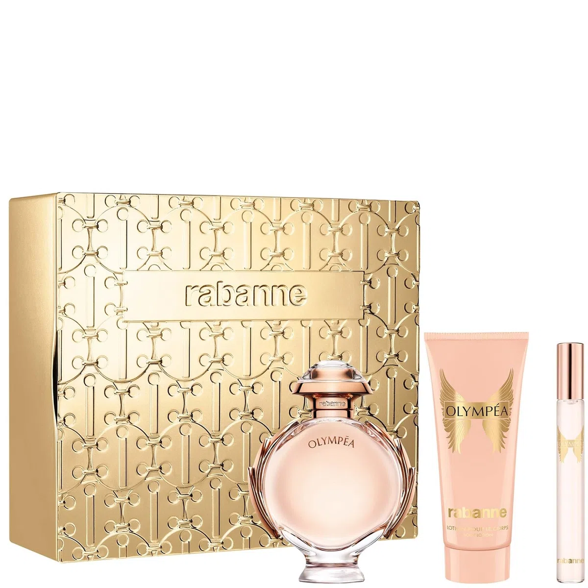 Paco Rabanne Olympea Eau de Parfum 80 ml Geschenkset 2024 (enthält 80 ml Eau de Parfum, 100 ml Bodylotion und 10 ml Reisespray)