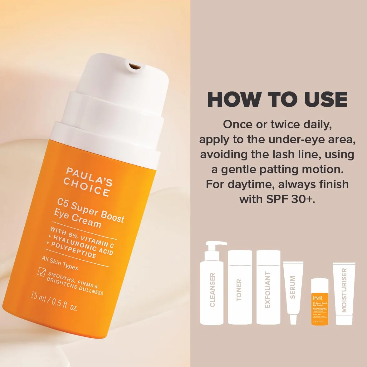 Paula's Choice Vitamin C Augencreme, Anti-Aging & Gegen Verfärbungen, 15 ml | Konzentrierte Vitamin C Augencreme - Reduziert Feine Fältchen Sichtbar - Bekämpfe die Ursachen von Augenringen Schwellungen