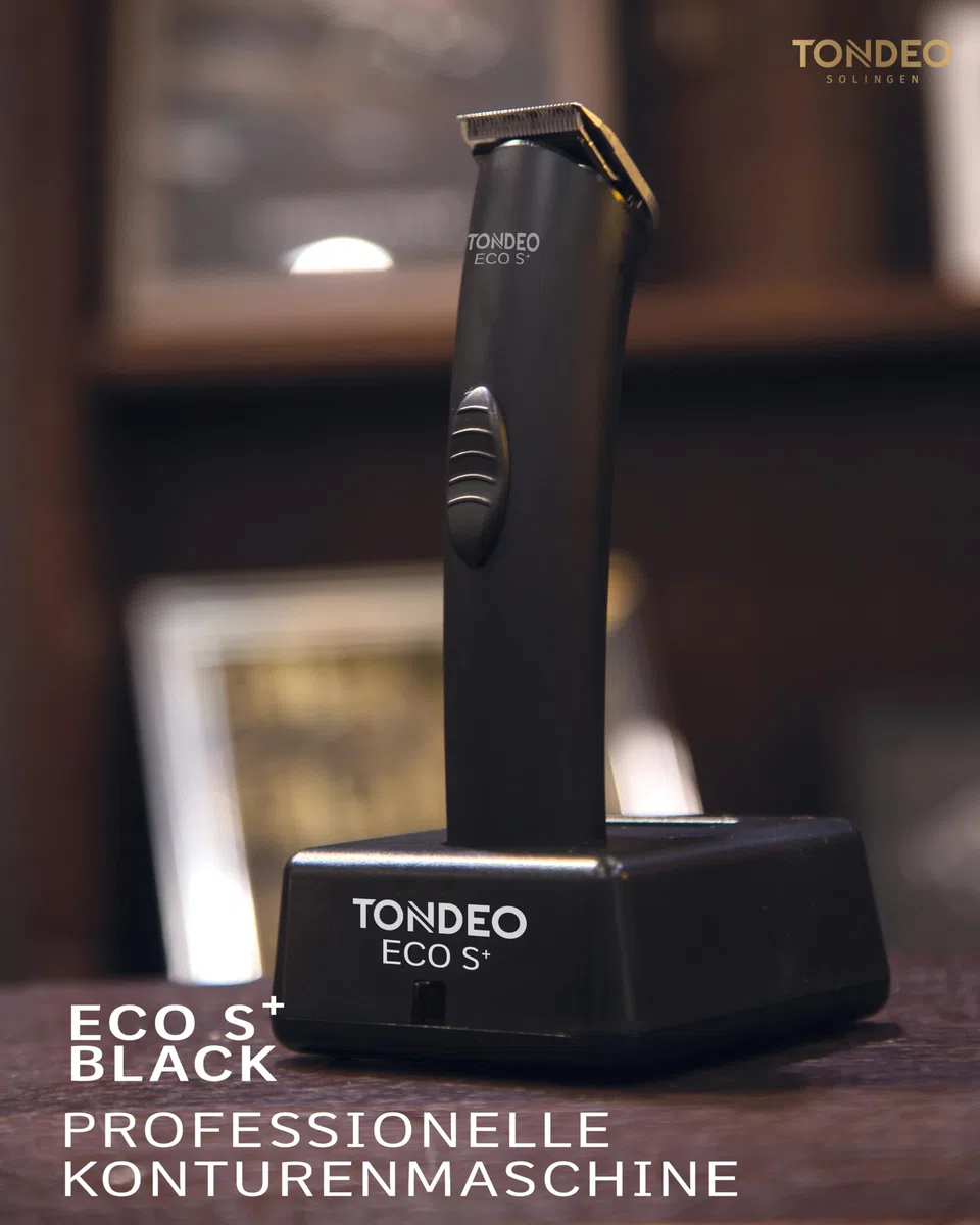 TONDEO Haarschneidemaschine ECO S PLUS schwarz Profi Trimmer mit Ladestation und Aufsteckkamm 3-7,5 mm