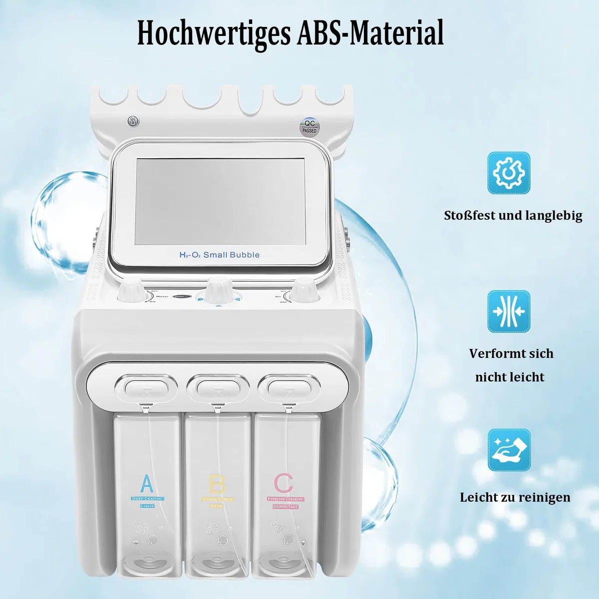 Hydrafacial Geraet Aquafacial 6 in 1 Microdermabrasion Porenreiniger Mitesserentferner Ultraschall Spray Kalthammer Wasserstoff Sauerstoff Hautpflegegeraet