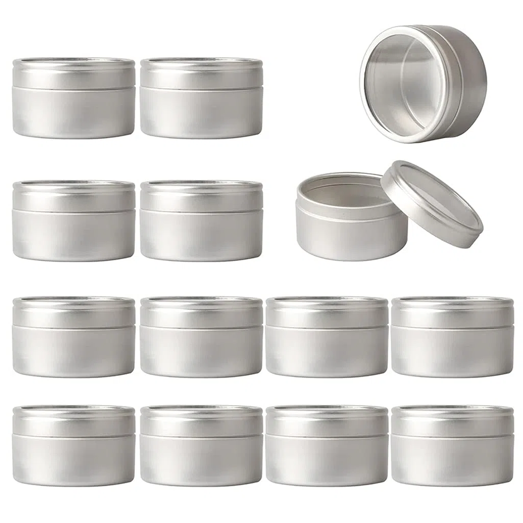 100 Stück 20ml Silber Leere Aluminiumdose Aluminium Runde Stülpdeckeldose Dosen Aludose Blechdosen mit Sichtfenster Cremedosen für DIY Salben Kerze Kosmetik Rasierseife