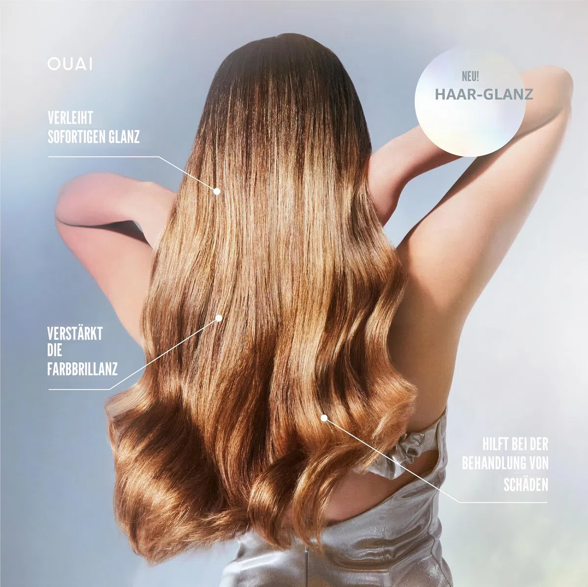 OUAI Hair Gloss – Glanzbehandlung für die Dusche mit Frizz-Kontrolle – Hitzeschutz-Haarglaze mit Hyaluronsäure, Reiswasser + Panthenol – frei von Parabenen, Phthalaten & Sulfaten (177 ml)