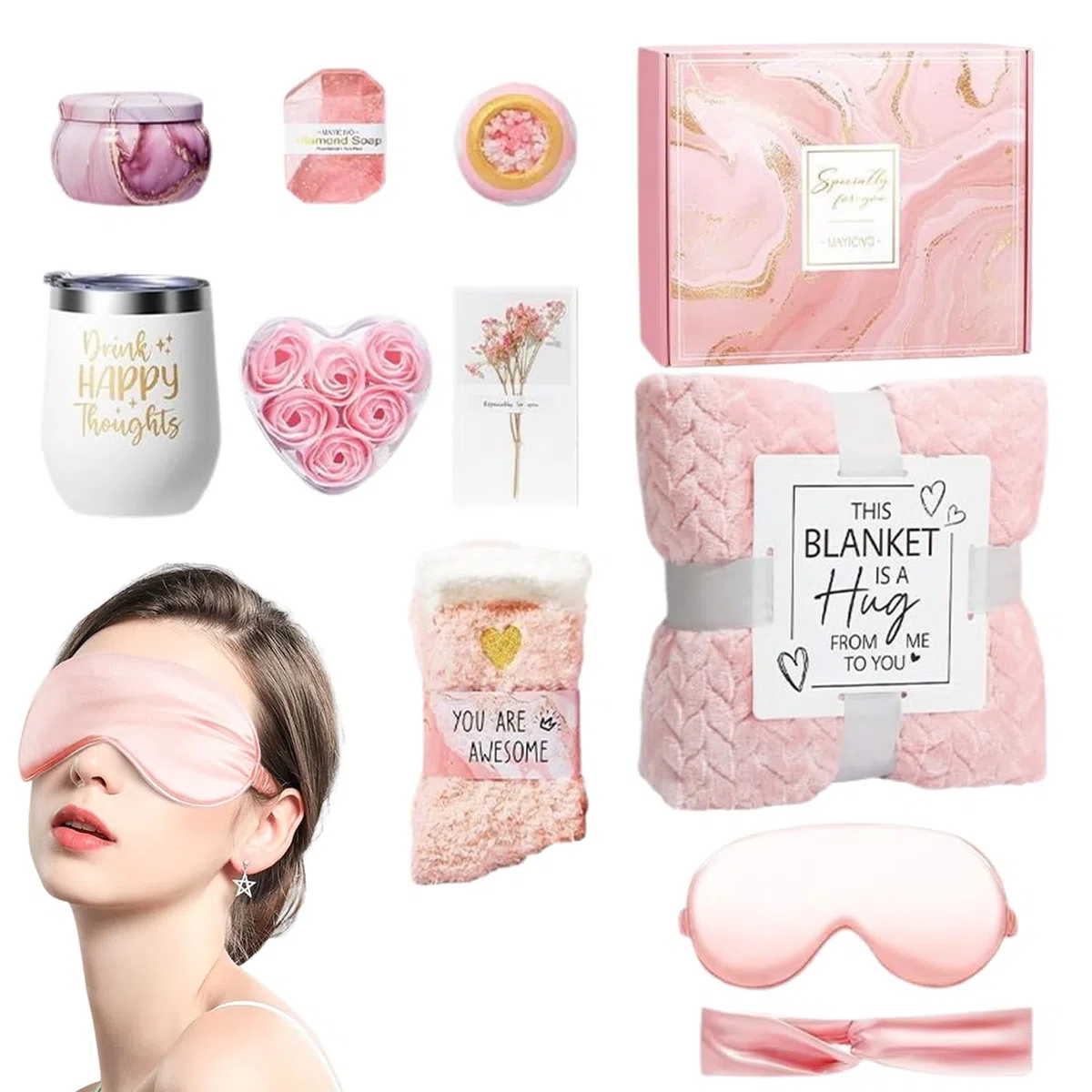 Set für Damen – Spa & Körperpflege, Entspannungs-Set mit Flanelldecke für Postpartnum, Muttertag, Ruhestand