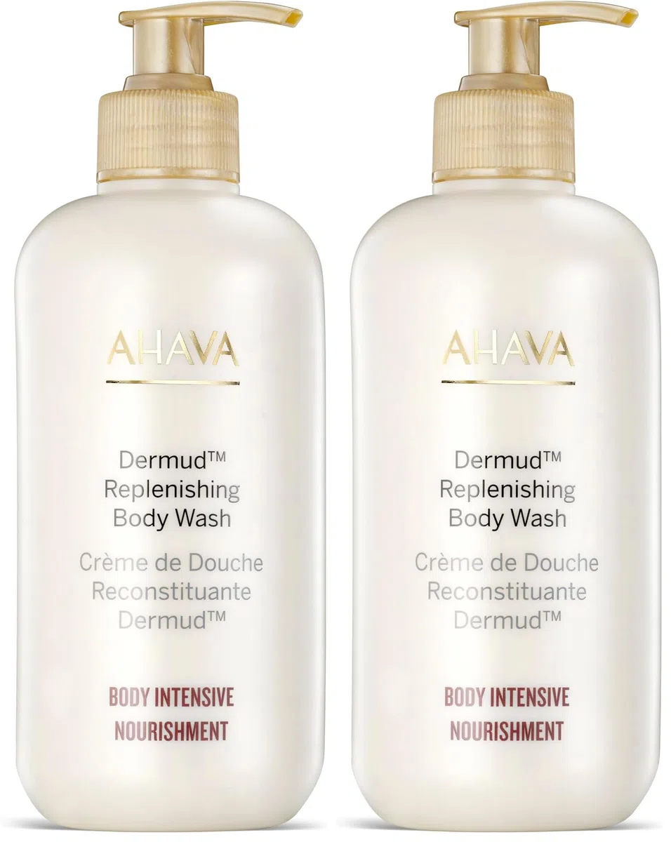 AHAVA Körper Intensive Pflege Dermud Auffüllen Körperwäsche 400ml - Trockene und Empfindliche Haut, Angereichert mit Toten Meer Schlamm und Feuchtigkeitsspendendem Osmoter (Packung mit 2)