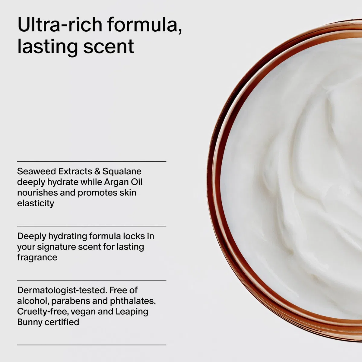 Salt & Stone Körpercreme, feuchtigkeitsspendende Formel mit Algenextrakten, Spirulina und Squalan, tiefe Hydratation, Unterstützung der Hautbarriere und gesunder Glanz, für alle Hauttypen, Safran und