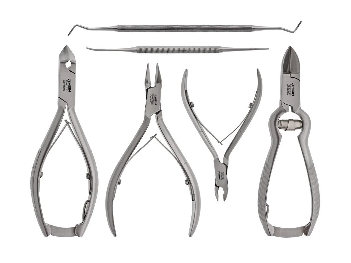 Nagelzange -Podologie Instrumente Set Maxi 6-teilig-Fußpflegeinstrument - 3x Nagelzange für starke Nägel-Hautzange -Eckenheber -Eckenfeile- inklusive Schutzkappen!
