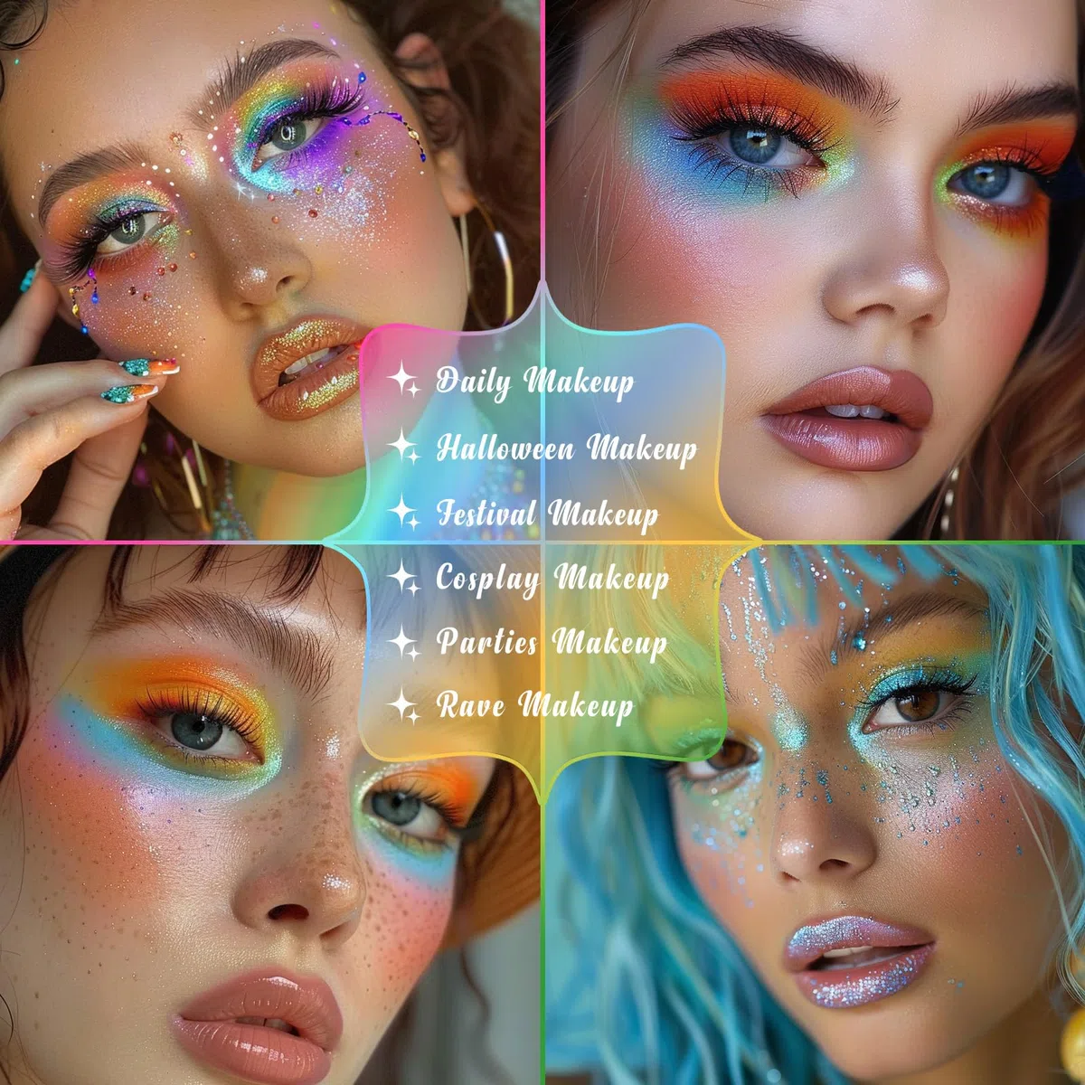 UCANBE - Make Up Set mit Farblidschatten Palette 2 Stück 15 Farbtöne Matt Glänzend Leuchtend Neon Regenbogen Pastell