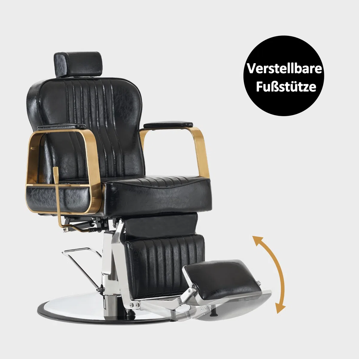Barberpub Friseurstuhl Kippbar, 360° Drehbar & Höhenverstellbar, Retro mit Hydraulikpumpe, Kunstleder, Schwarz