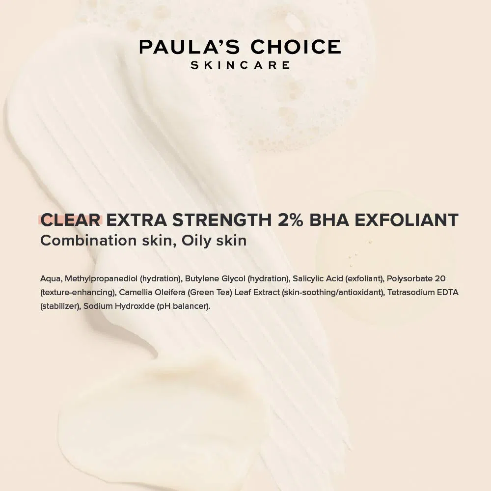Paula's Choice CLEAR Extra Strength 2% BHA Peeling - Poren Verkleinern, Bekämpft Mitesser & Pickel - Anti-Rötungen-Gesichtspeeling mit Salicylsäure - Mischhaut bis Fettige Haut - 118 ml