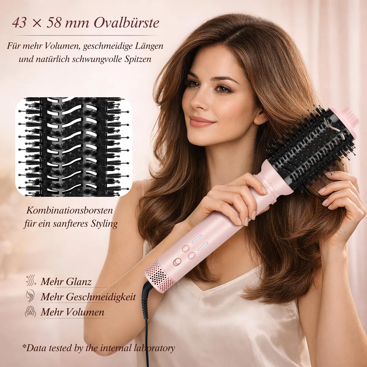 5 in 1 Airstyler, Airstraight＆ Auto-Wrap Lockenaufsätzen, PARWIN PRO BEAUTY MaxAIR 2.0 Multi Hairstyler, 110.000 RPM Föhn, Automatische Doppelspannung, zum Trocknen, Locken, Stylen, 1200W - Rosa