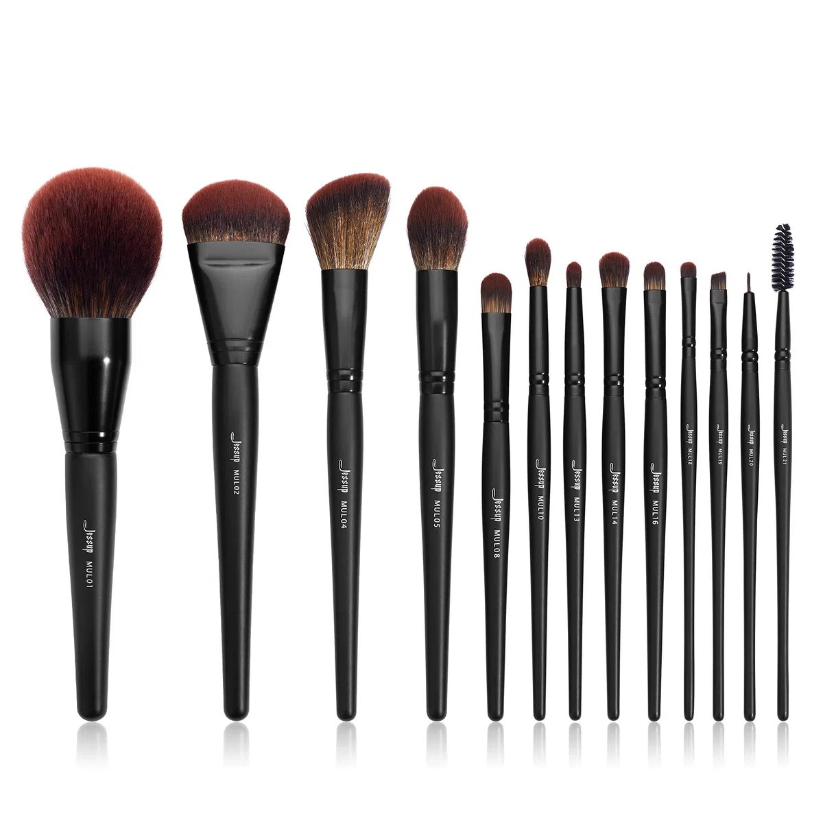 Jessup Professionelles Make-up-Pinsel-Set 13-teilig vegan Foundation Konturen Blush Schwarz T300