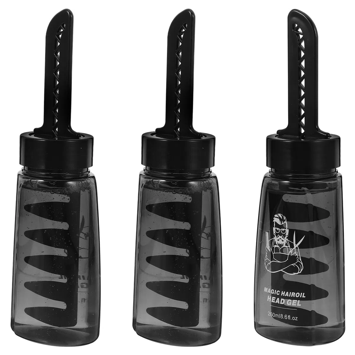 DECHOUS 3 Stück Teiliges Haarstyling gel Applikator Flasche mit Breitem Kamm Leere Haargel Behälter zur Einfachen Gleichmäßigen Anwendung von Styling Gel für Männer zu Hause Friseursalon