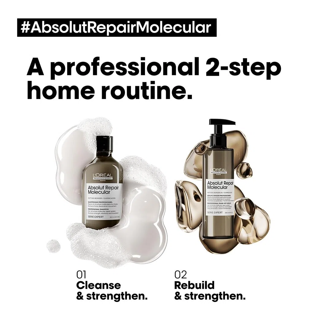 L'Oréal Professionnel, Absolut Repair Molecular Geschenkset, reparierende Routine, beschädigtes Haar, Duo Shampoo + Spülserum, limitierte Edition Expert Serie