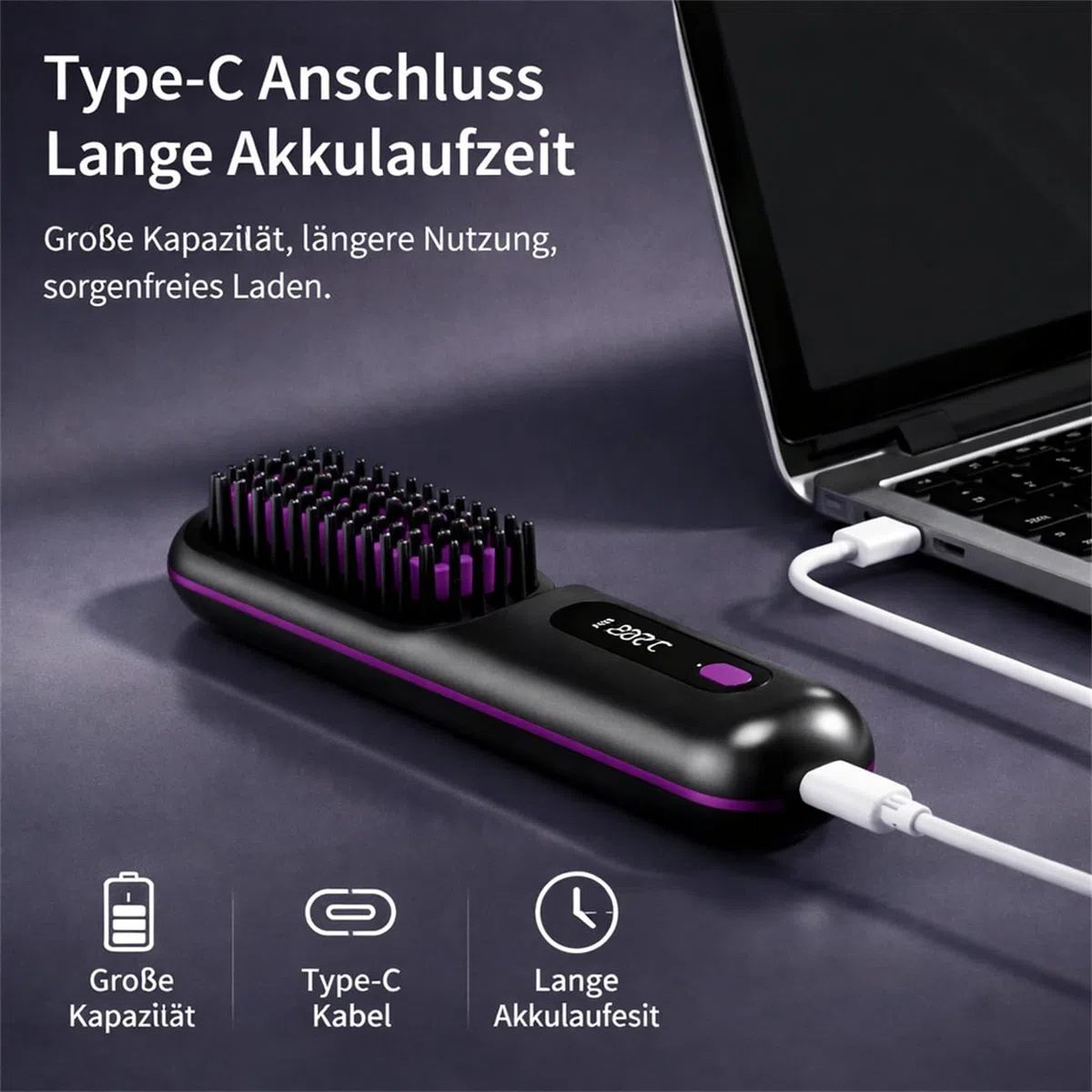 Stylingbürste für kurze Haare – Warmluftbürste mit Keramikbeschichtung, Anti-Scald Design, 3 Temperaturstufen, kompakt & tragbar für Volumen, Glätten & Locken