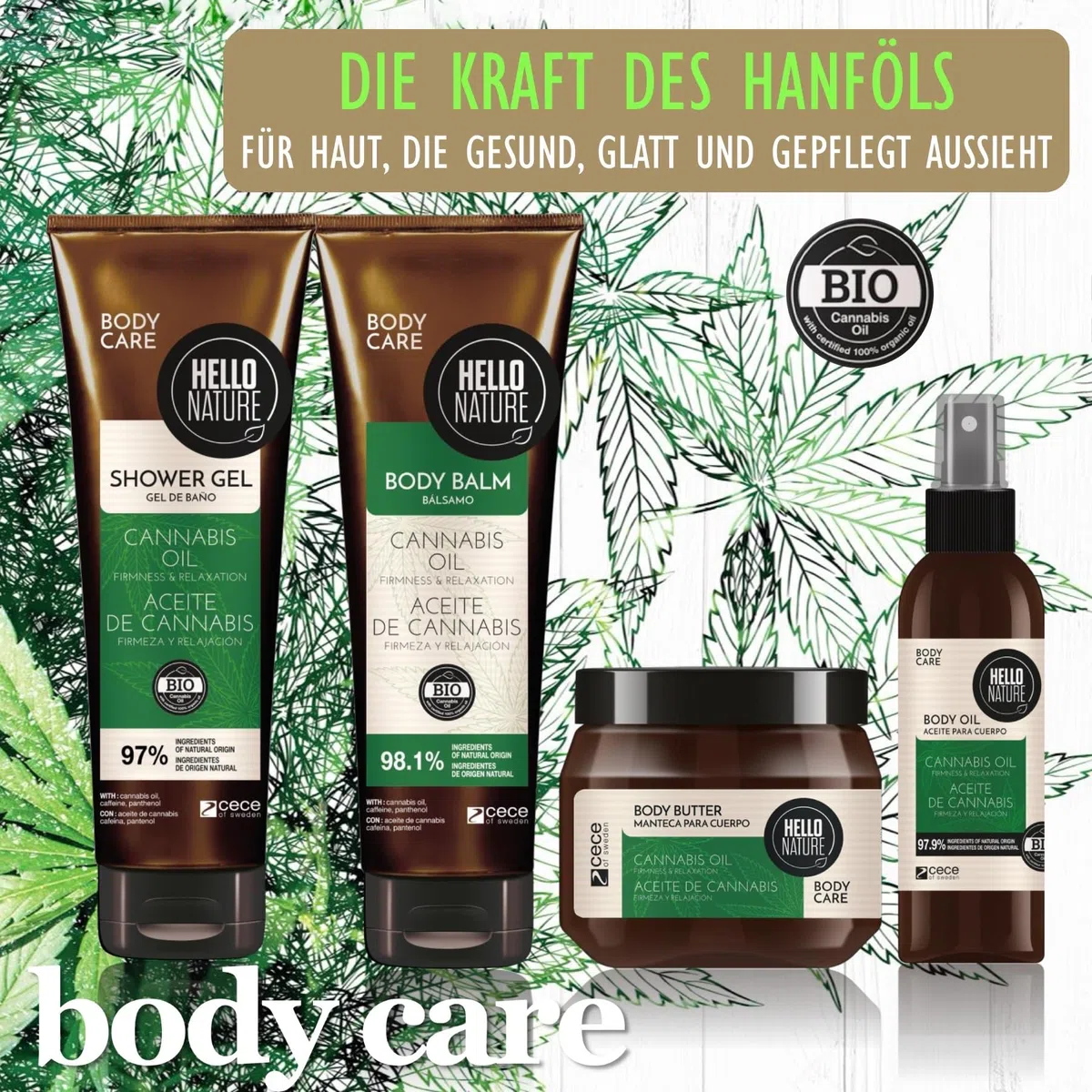 P-Beauty Körperpflege Set Damen 12-teilig mit Bio Hanfsamenöl für Haut & Haare - Duschgel, Bodylotion, Haarmaske, Shampoo, Handcreme & mehr - vegan & ohne Silikone - Geschenk Frau - Geschenkidee Damen