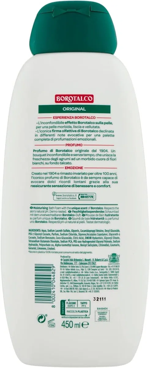 12x Borotalco Profumo di Borotalco Original Bagnodoccia Duschgel Schaumbad 450ml