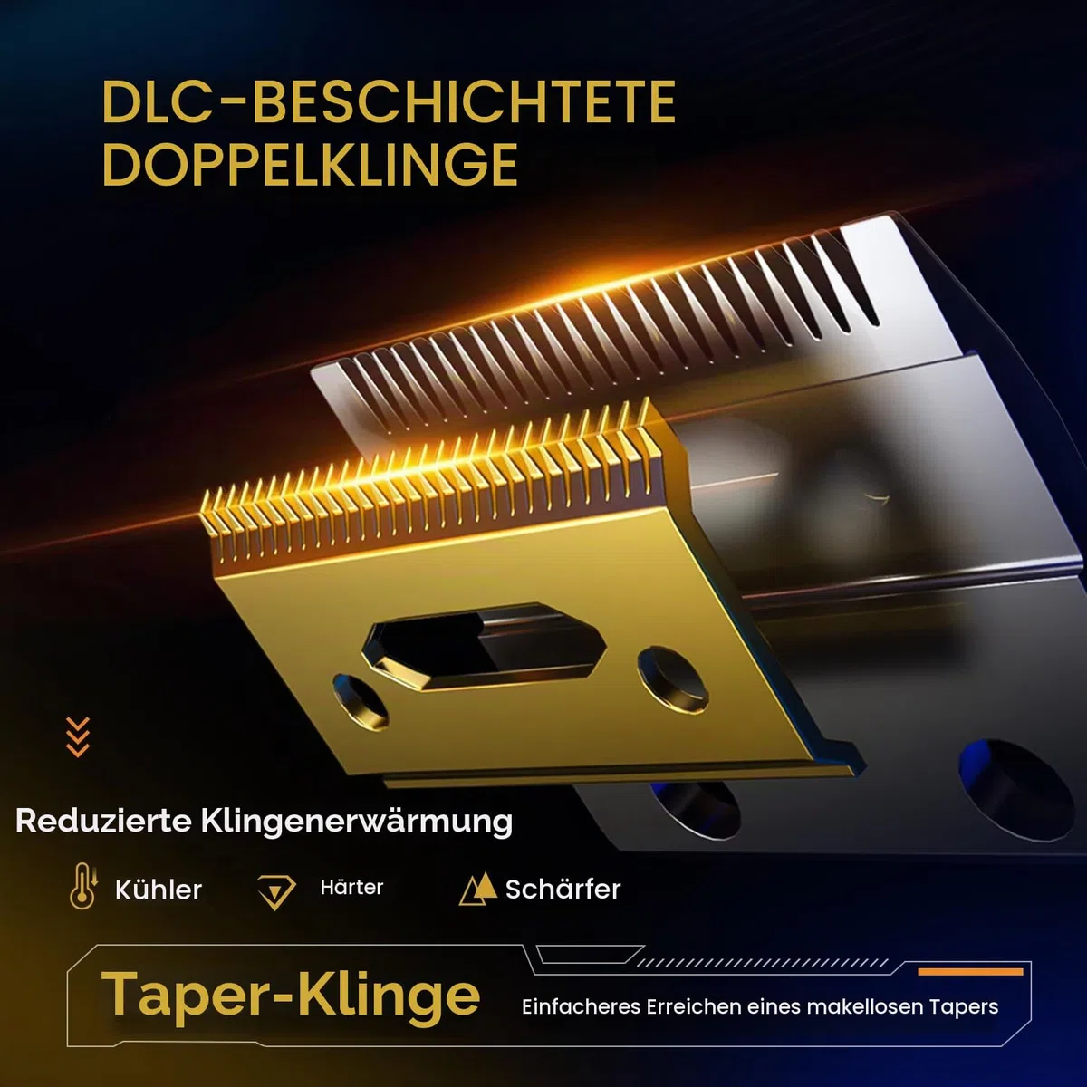 SUPRENT Tondeuse Profi Haarschneidemaschine, Haarschneider Herren Bürstenloser Motor mit Hohem Drehmoment & DLC-beschichteter Keramikklinge, Wiederaufladbar Haarschneider LED Display (Gold)
