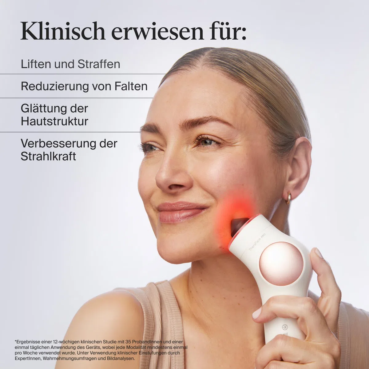 TheraFace PRO | 6-IN-1 Gesichtspflege perkussive Therapiemassage - Mikrostrom - Blaue & Rote LED von Therabody (Weiß)