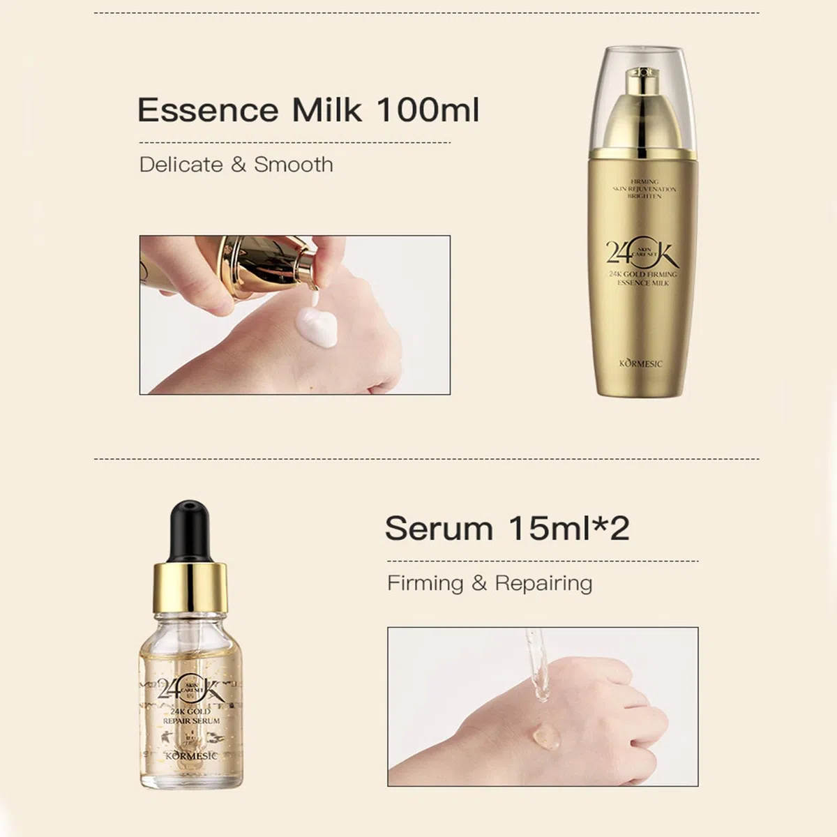 24K Gold Hautpflege Set 6-teilig: Anti-Aging Hautpflege Kit für Frauen - Gesichtsreiniger, Gesichtsserum, Augencreme, Essenzmilch, Toner