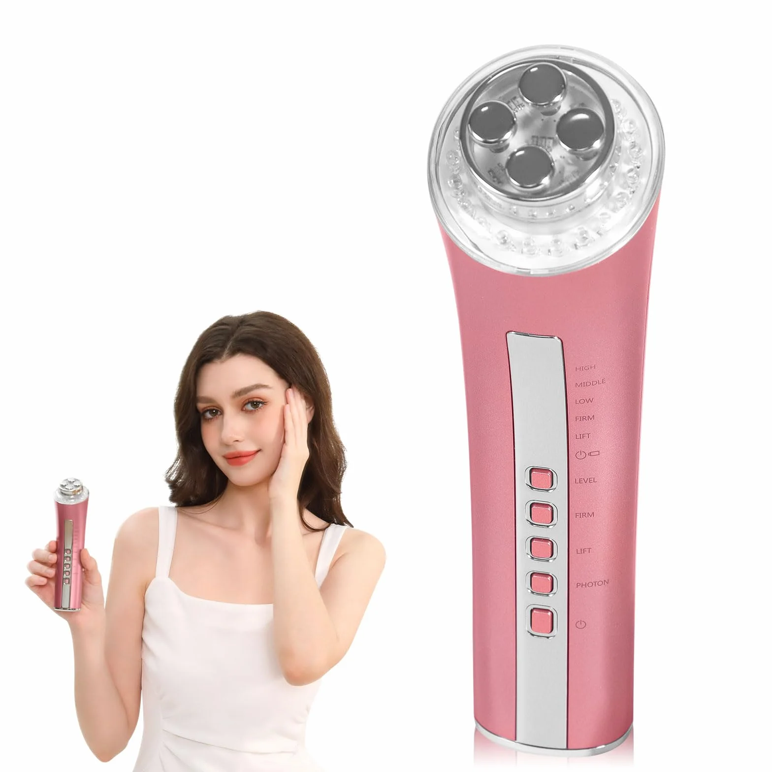 CARER BEAUTY Gesichtsmassagegerät Gegen Falten RF Schönheitsgerät mit 3 LED Licht EMS Phototherapie für Anti-Aging Faltenreduzierung feine Linienreduktion