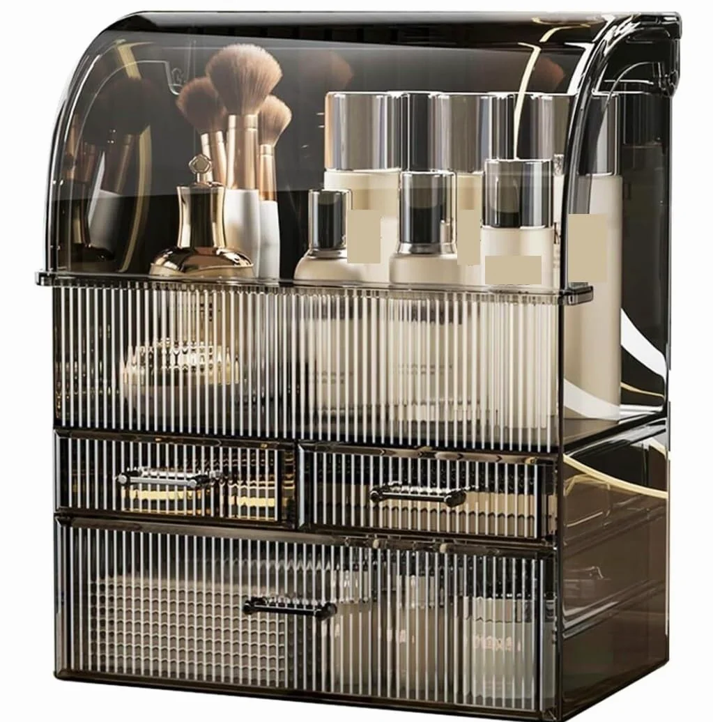 Kosmetik Make Up Organizer Make-up-Aufbewahrungsbox, Acryl-Kosmetik-Aufbewahrungsvitrine Mit Schubladen, Make-up-Organizer-Box Wasserdichter Abdeckung Schmink Beauty Zubehör
