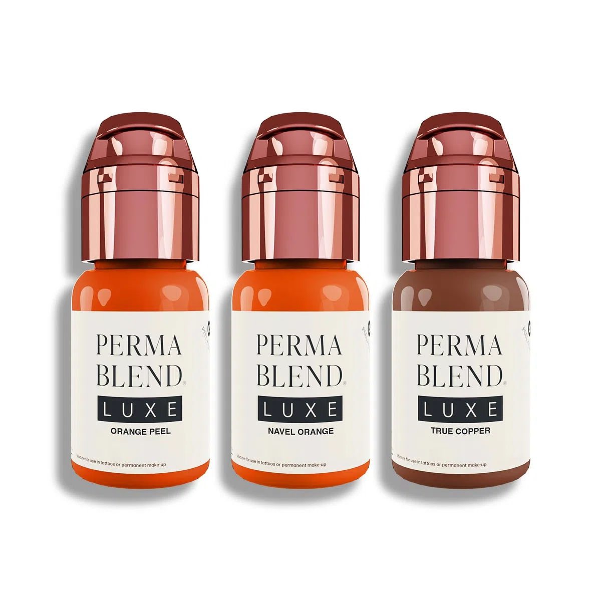 Perma Blend Luxe Warm Modifier Eyebrow Tattoo Ink Pigment Set, Professional Brow Tattoo Microblading Supplies, Orange Peel, Navel Orange and True Copper, Pack of 3, 1/2 oz (15 ml)