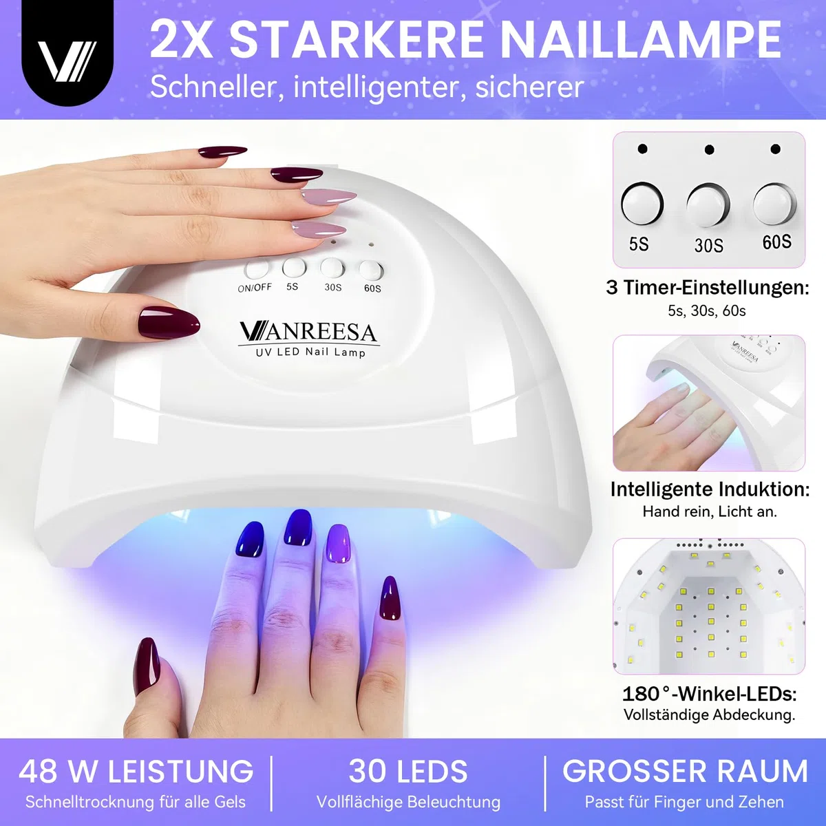 VANREESA Gel Nägel Set, 35 Farben U V Nagellack Set mit 48W U V Lampe für Gelnägel, Nägel Selber Machen Set mit Professionelle Nagelwerkzeuge, Geschenk für Frauen
